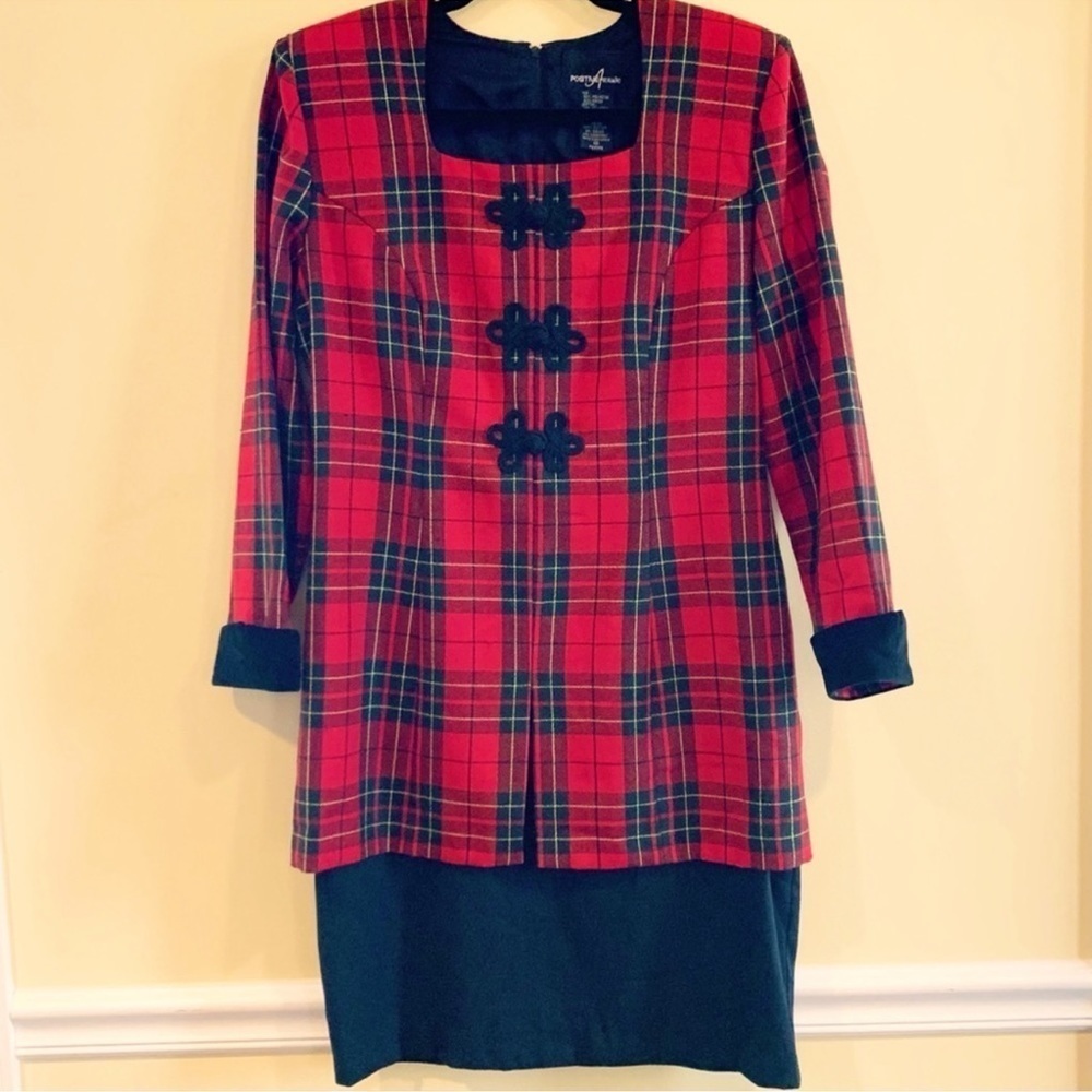 Vintage Positive Attitude Plaid Red Black Dress Size 10 Petite